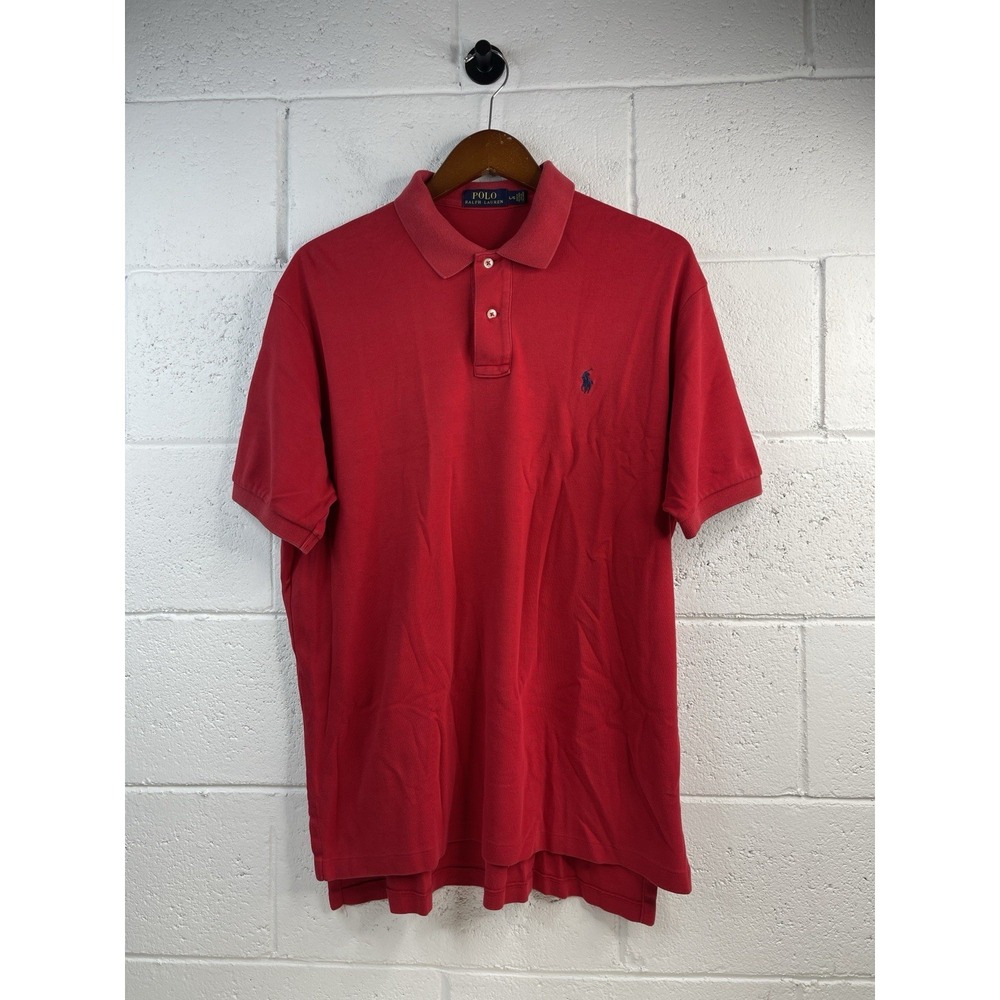 Polo Ralph Lauren Polo Shirt Mens‎ L Red Excellent Short Sleeve Cotton Pony Logo